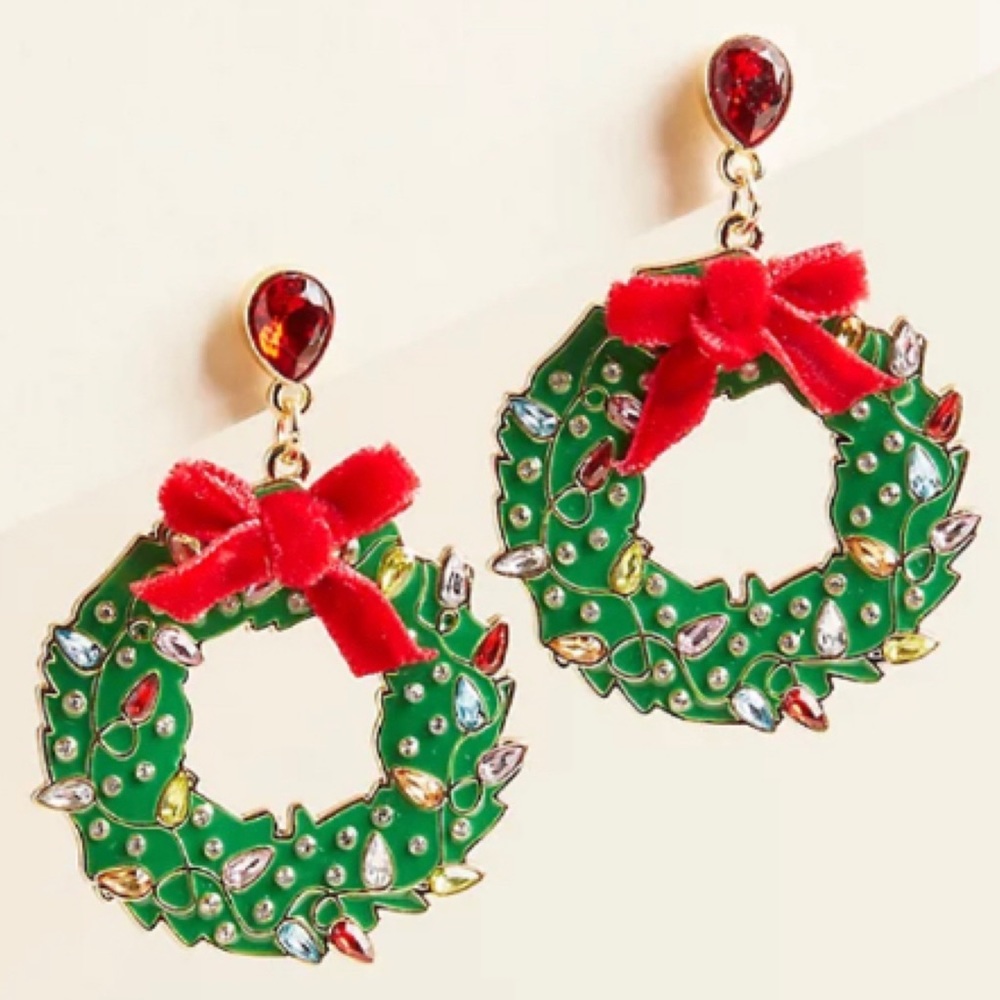 🆕 Holiday Wreath Statement Earrings NWT Torrid New! Christmas XMas